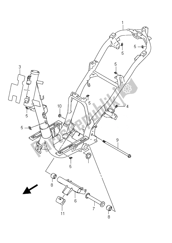 All parts for the Frame of the Suzuki UX 150 Sixteen 2010