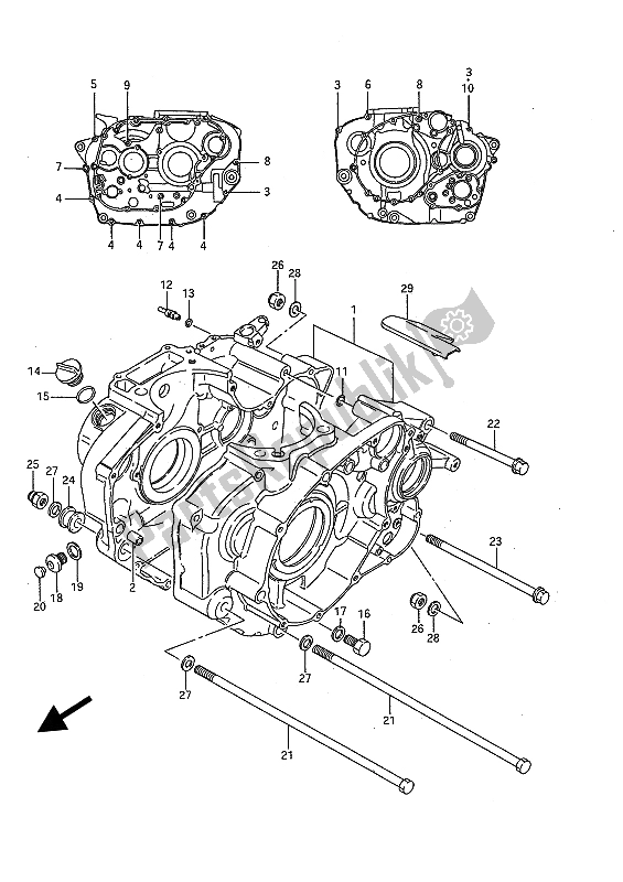 All parts for the Crankcase of the Suzuki LS 650 FP Savage 1988