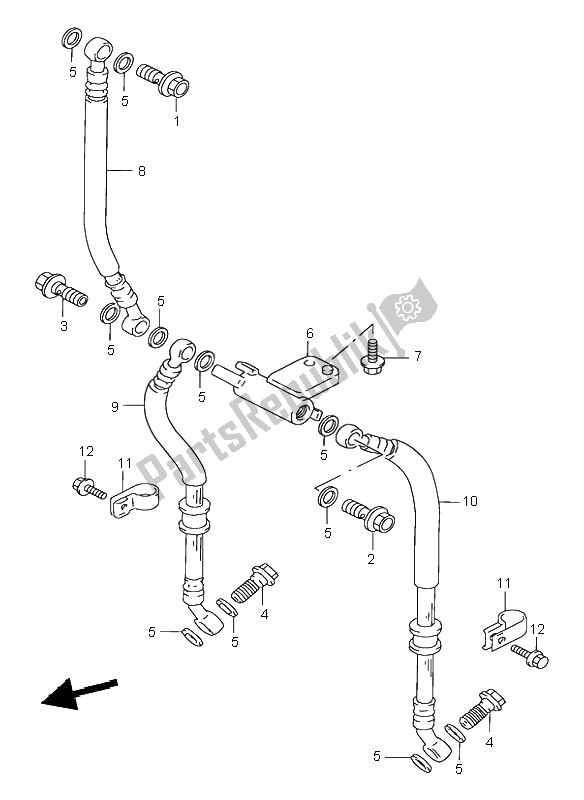 All parts for the Front Brake Hose of the Suzuki GSX 600F 2003