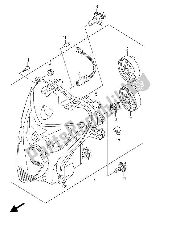 Tutte le parti per il Proiettore (e2-e19-p37) del Suzuki GSX R 750 2004