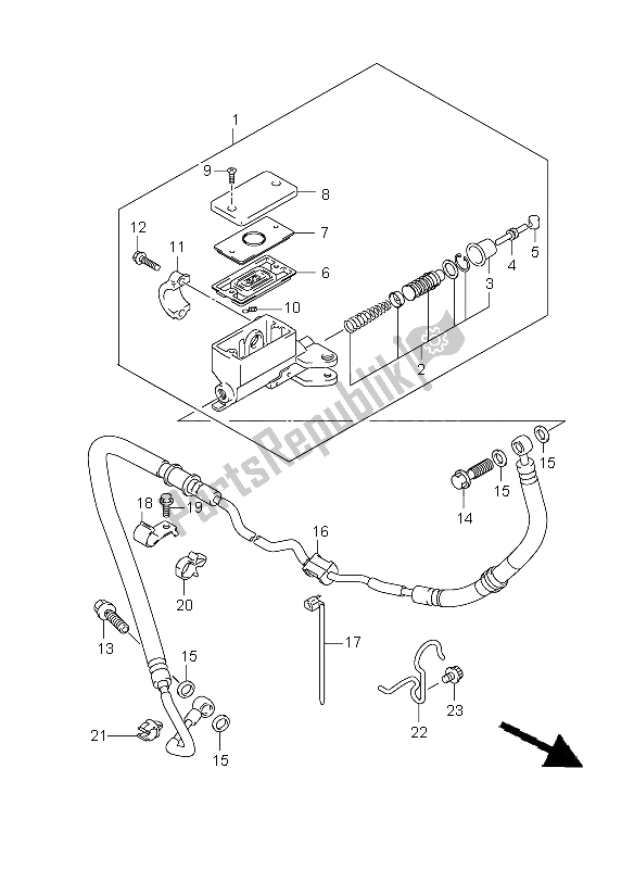 All parts for the Clutch Master Cylinder of the Suzuki GSX 650F 2008