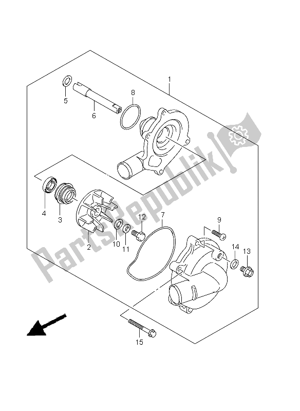 All parts for the Water Pump of the Suzuki GSX R 750 2011