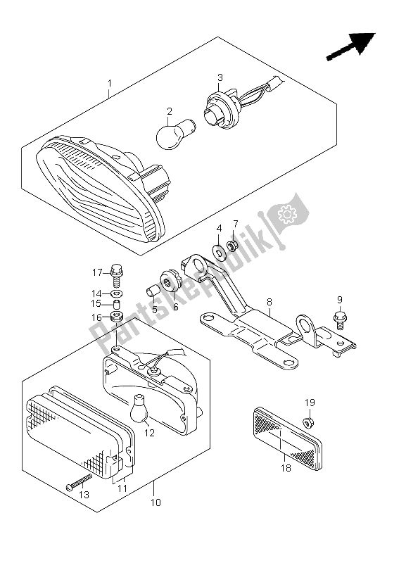 Todas las partes para Luz De Combinación Trasera (lt-a500xpz P17) de Suzuki LT A 500 XPZ Kingquad AXI 4X4 2012