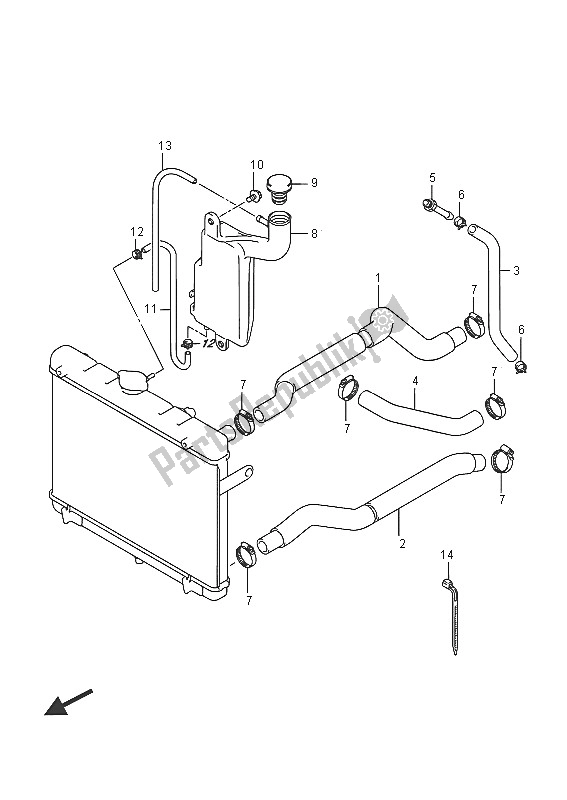 Toutes les pièces pour le Tuyau De Radiateur du Suzuki LT A 750 XPZ Kingquad AXI 4X4 2016