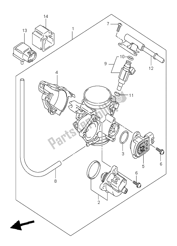 Tutte le parti per il Corpo Farfallato del Suzuki LT A 700X Kingquad 4X4 2005