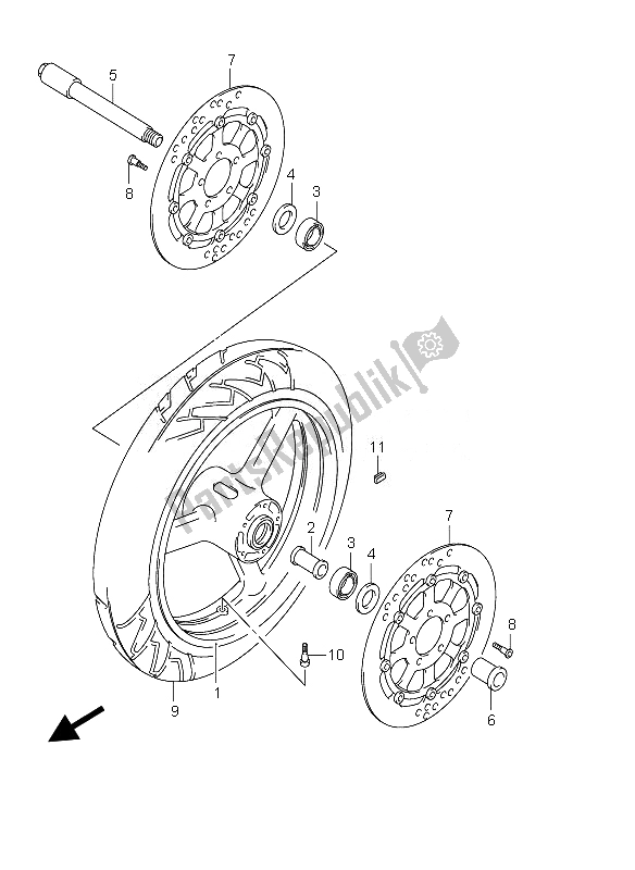 Toutes les pièces pour le Roue Avant du Suzuki GSX 1300 RZ Hayabusa 2007