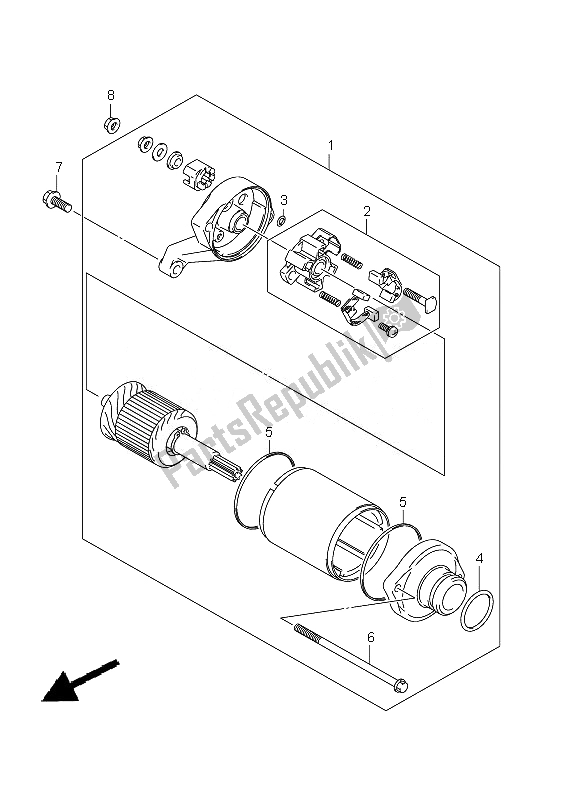 All parts for the Starting Motor of the Suzuki SV 650 SA 2010