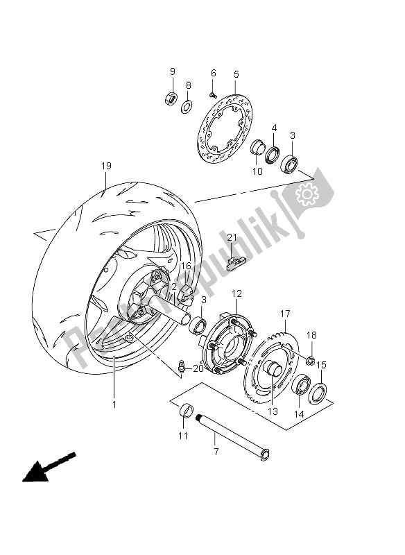 Toutes les pièces pour le Roue Arrière du Suzuki GSX 1300R Hayabusa 2010