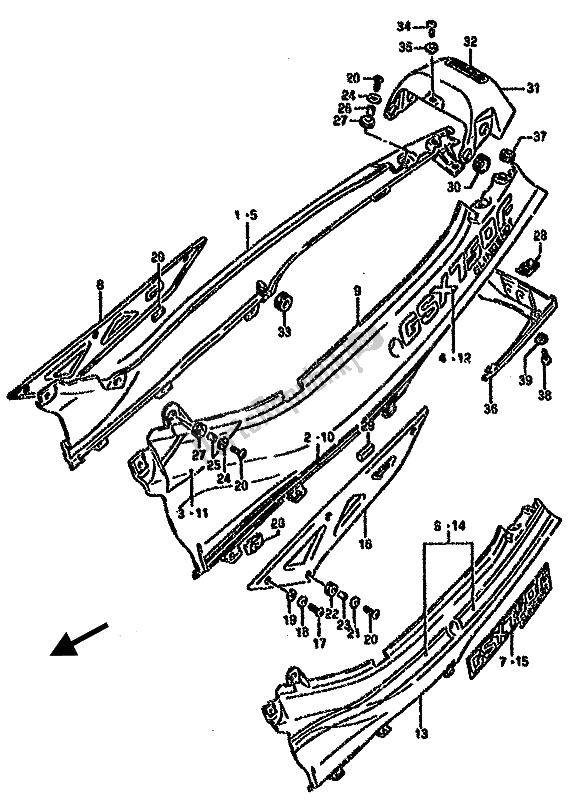 Alle onderdelen voor de Frame Afdekking van de Suzuki GSX 750F 1989