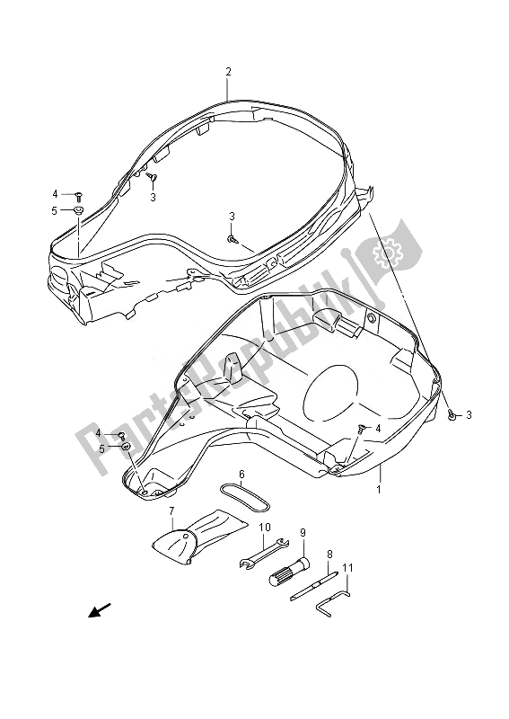 Alle onderdelen voor de Helm Doos van de Suzuki UH 125A Burgman 2014