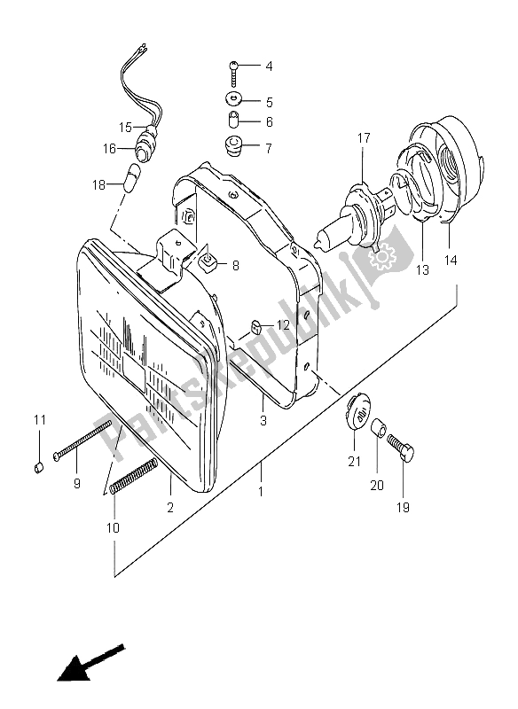 All parts for the Headlamp of the Suzuki DR 125 SE 2001