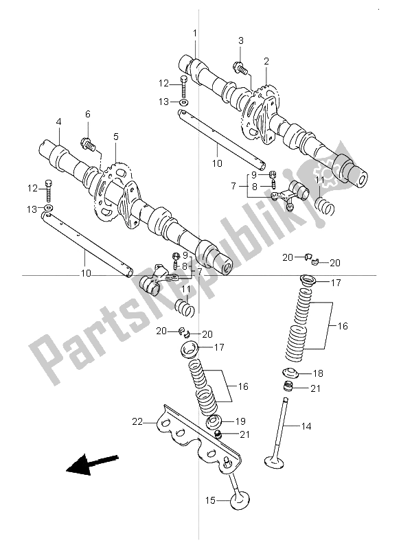 All parts for the Cam Shaft & Valve of the Suzuki GSF 600 NSZ Bandit 2004