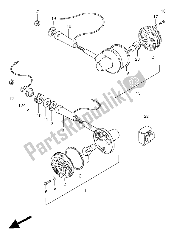 All parts for the Turn Signal Lamp (e25-e39-e54) of the Suzuki GN 250E 1998