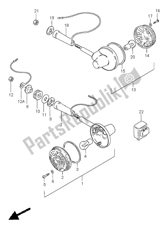 Alle onderdelen voor de Richtingaanwijzerlamp (e25-e39-e54) van de Suzuki GN 250E 1998