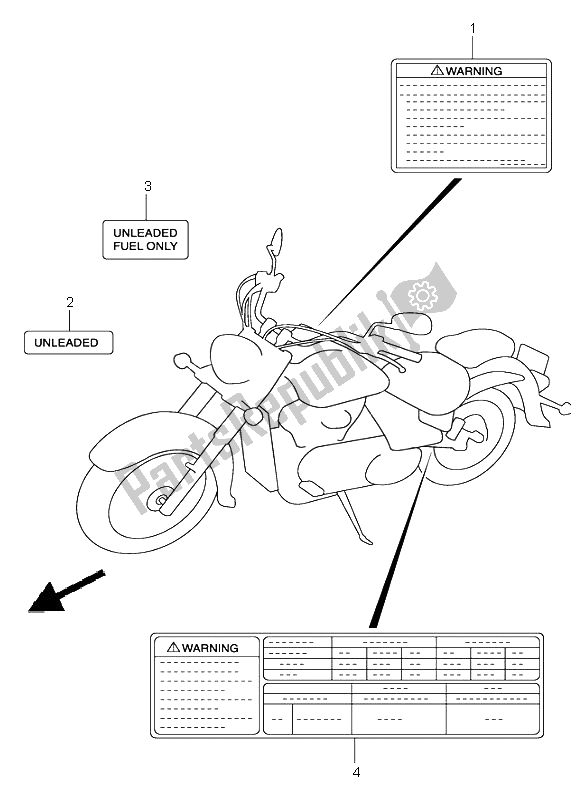 Alle onderdelen voor de Etiket van de Suzuki VL 800Z Volusia 2003