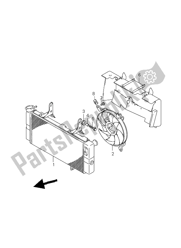 All parts for the Radiator of the Suzuki DL 1000 V Strom 2008