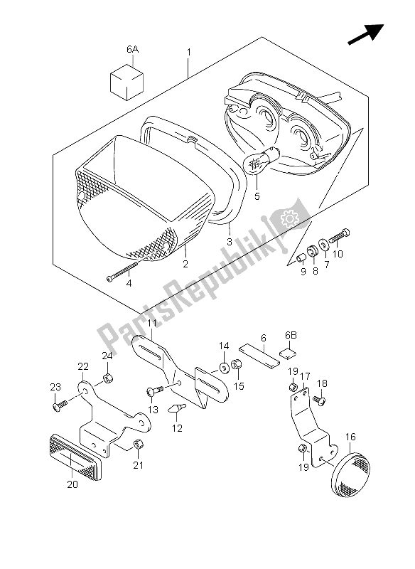 Alle onderdelen voor de Combinatielicht Achter van de Suzuki GS 500 2003