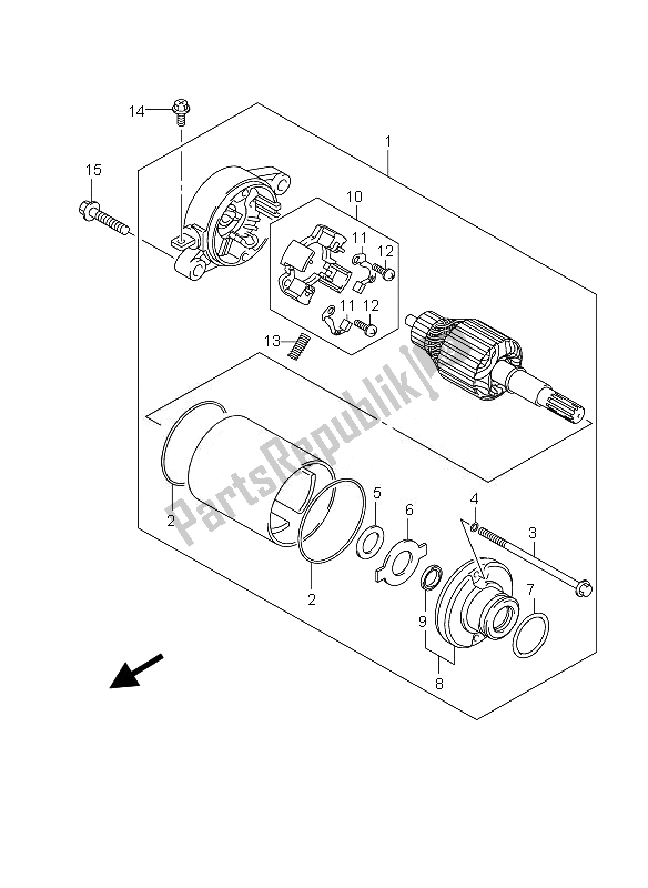 All parts for the Starting Motor of the Suzuki DR 125 SM 2010