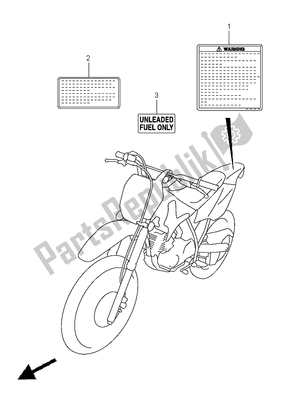 All parts for the Label of the Suzuki DR Z 125 SW LW 2003