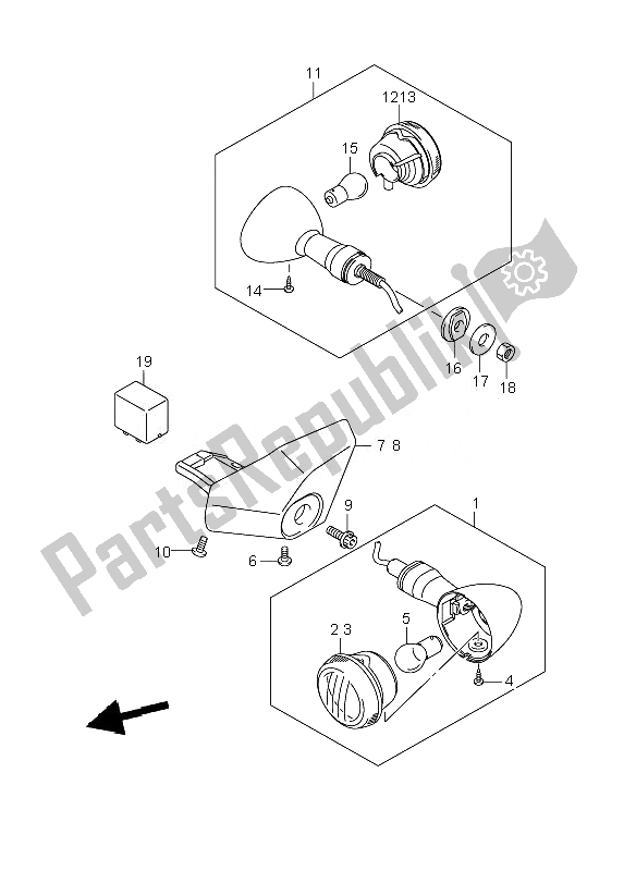 Toutes les pièces pour le Feu Clignotant (vzr1800z-zu2) du Suzuki VZR 1800 RZ M Intruder 2007