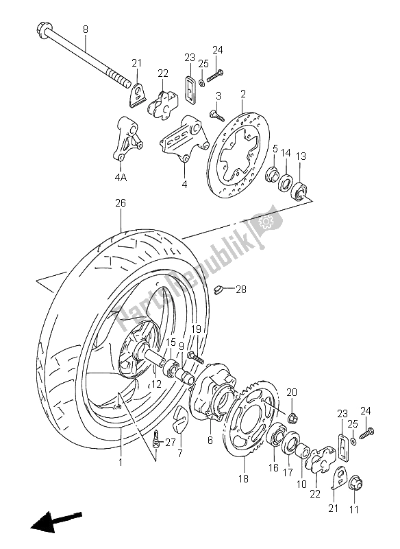 Wszystkie części do Tylne Ko? O Suzuki RF 600R 1995