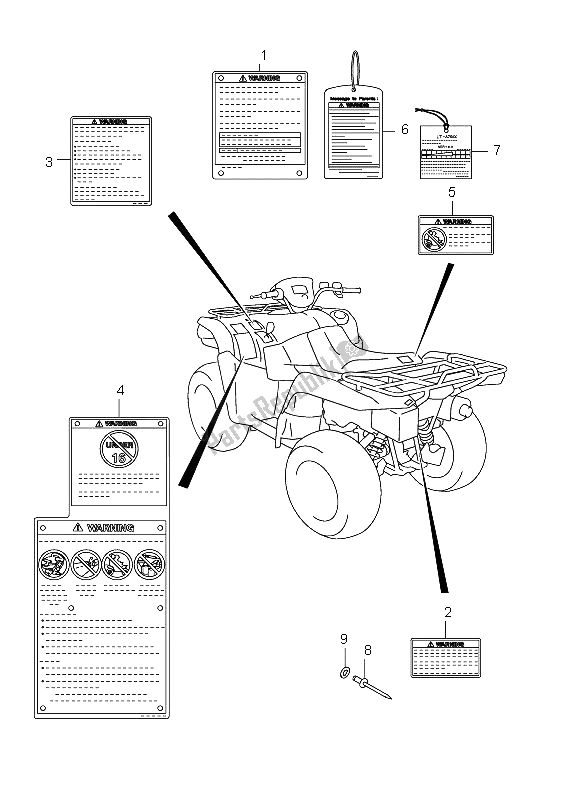 Tutte le parti per il Etichetta (lt-a750x P33) del Suzuki LT A 750 XZ Kingquad AXI 4X4 2011