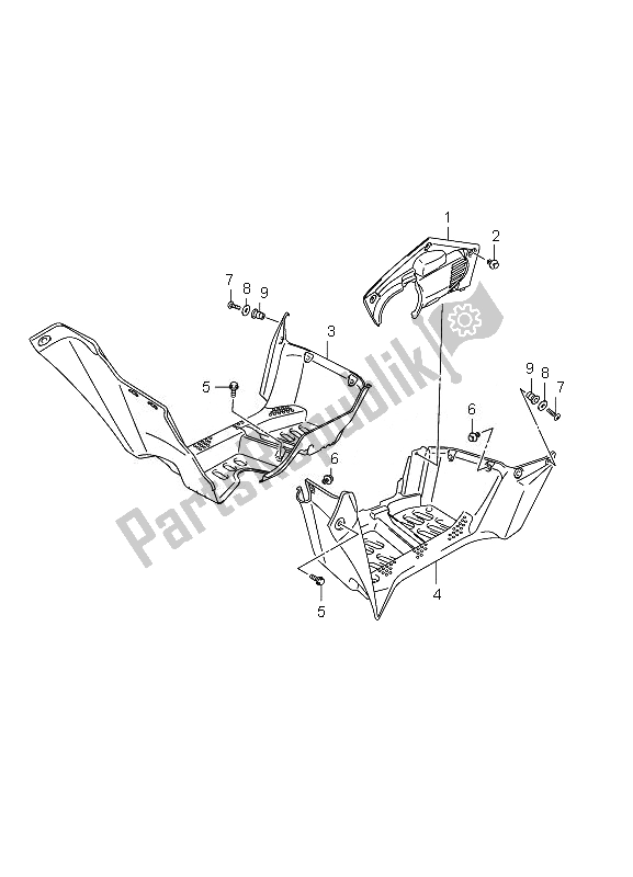 All parts for the Mudguard of the Suzuki LT A 750 XPZ Kingquad AXI 4X4 2010