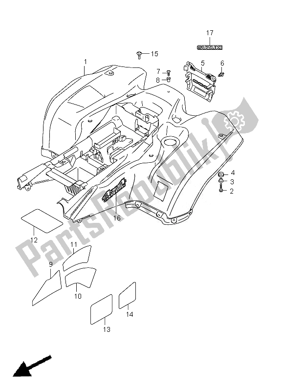 Wszystkie części do Tylny B? Otnik Suzuki LT A 500 XPZ Kingquad AXI 4X4 2010