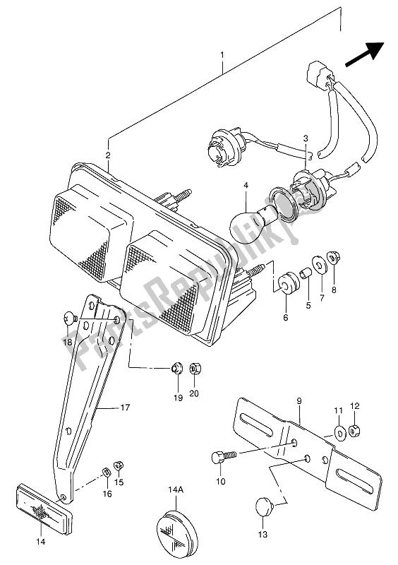 Todas as partes de Lâmpada De Combinação Traseira do Suzuki RG 125 FU 1993