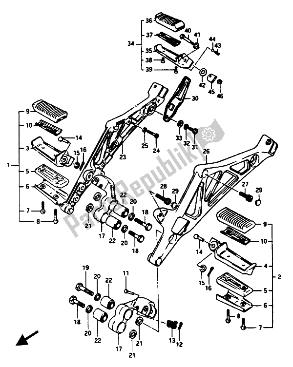 Tutte le parti per il Poggiapiedi del Suzuki GSX 1100 Esef 1150 EF 1986