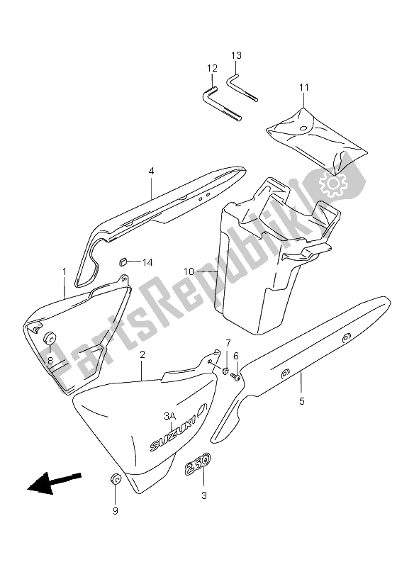 All parts for the Frame Cover of the Suzuki GZ 250 Marauder 1999