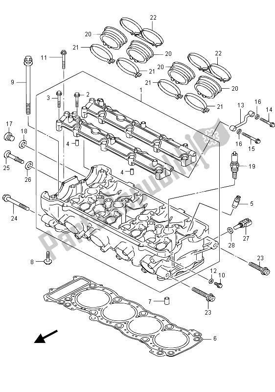 Toutes les pièces pour le Culasse (gsx1300ra E19) du Suzuki GSX 1300 RA Hayabusa 2015