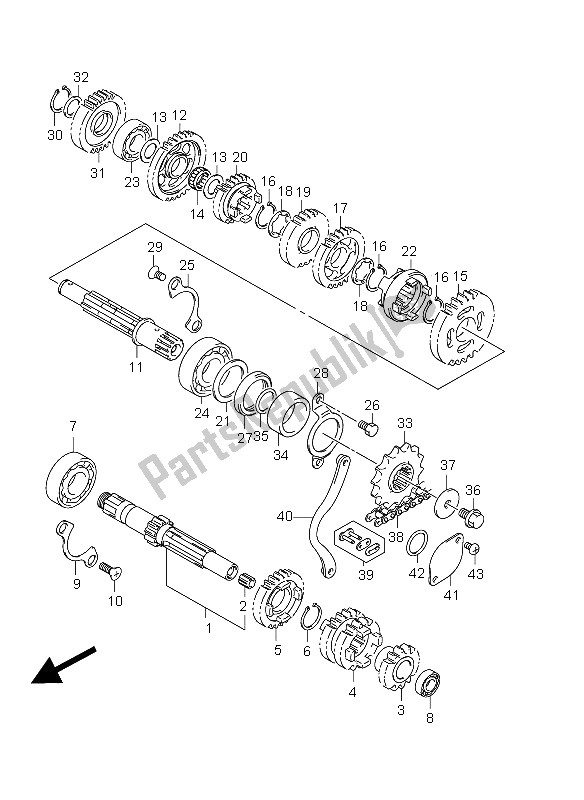 Toutes les pièces pour le Transmission (lw-e33) du Suzuki DR Z 125 SW LW 2012