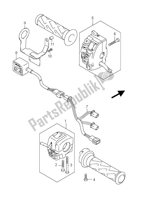 All parts for the Handle Switch (an650a E51) of the Suzuki AN 650A Burgman Executive 2011