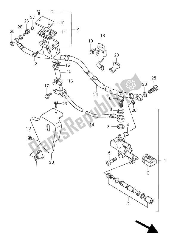 All parts for the Rear Master Cylinder of the Suzuki VS 1400 Intruder 2000