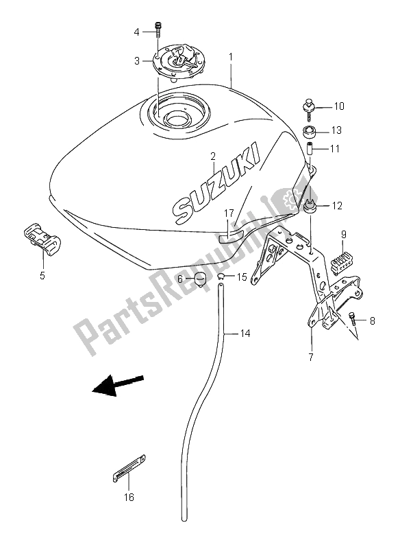 All parts for the Fuel Tank of the Suzuki GSX 750F 1996