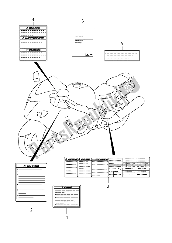 Tutte le parti per il Etichetta (gsx1300r E02) del Suzuki GSX 1300R Hayabusa 2012