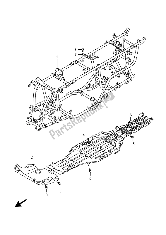 All parts for the Frame of the Suzuki LT A 750 XVZ Kingquad AXI 4X4 2015