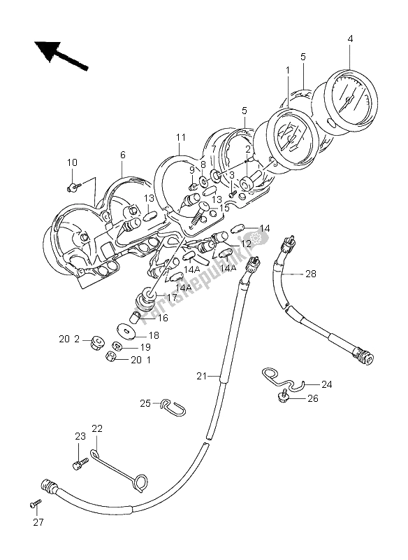 All parts for the Speedometer & Tachometer of the Suzuki GS 500E 1999