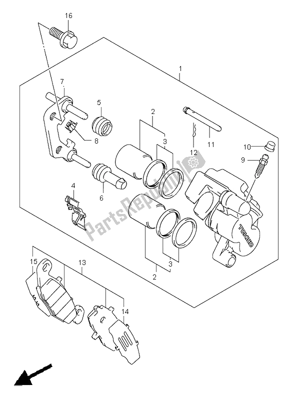 All parts for the Front Caliper of the Suzuki DL 1000 V Strom 2005