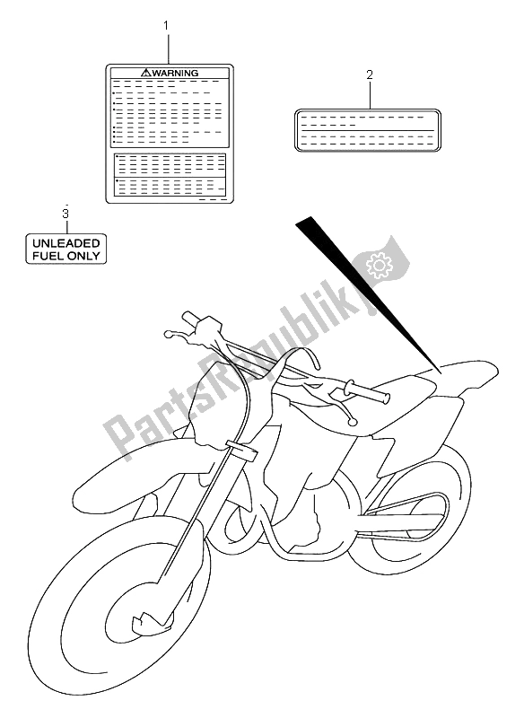 Toutes les pièces pour le étiquette du Suzuki RM 125 2003