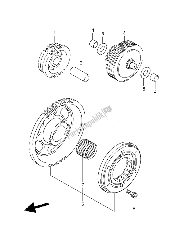 Tutte le parti per il Frizione Di Avviamento del Suzuki LT R 450 Quadracer 2007