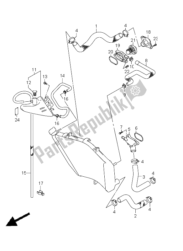 All parts for the Radiator Hose of the Suzuki GSX R 600 2011