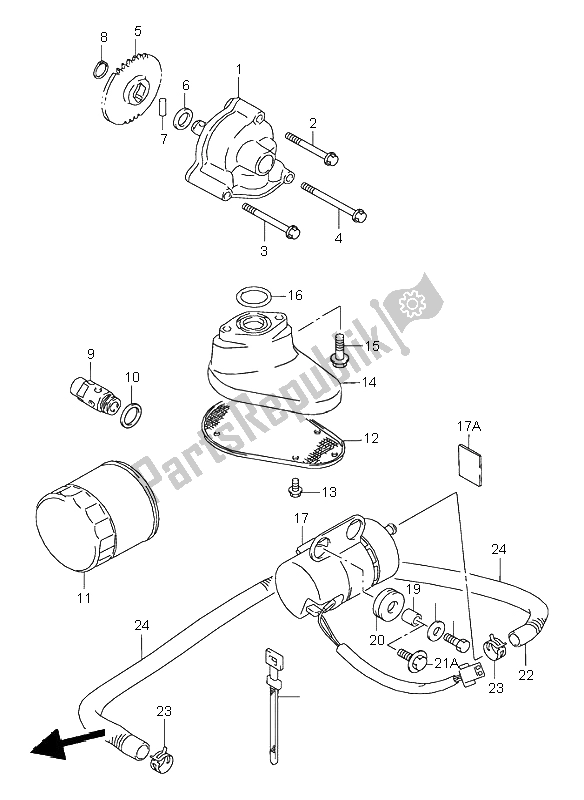 All parts for the Oil Pump & Fuel Pump of the Suzuki VL 1500 Intruder LC 2004