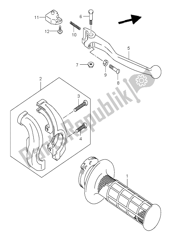 Toutes les pièces pour le Levier De Poignée Droit (e24) du Suzuki DR Z 400E 2006