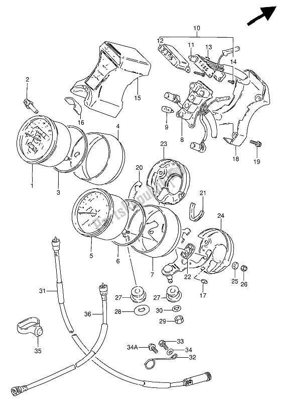 All parts for the Speedometer & Tachometer of the Suzuki GN 250 1993