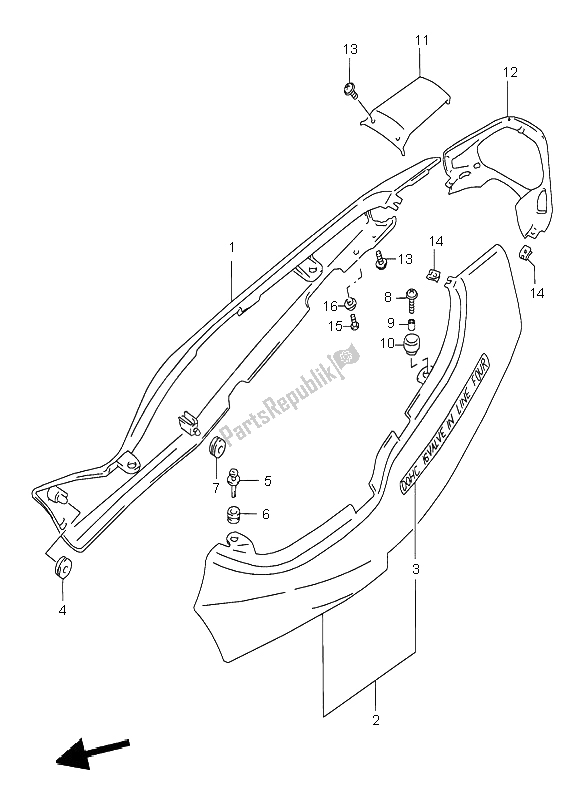 All parts for the Frame Cover (gsf600s-su) of the Suzuki GSF 600 NS Bandit 1998