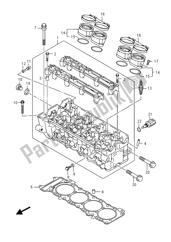 All parts for the Cylinder Head of the Suzuki GSR 750A 2015