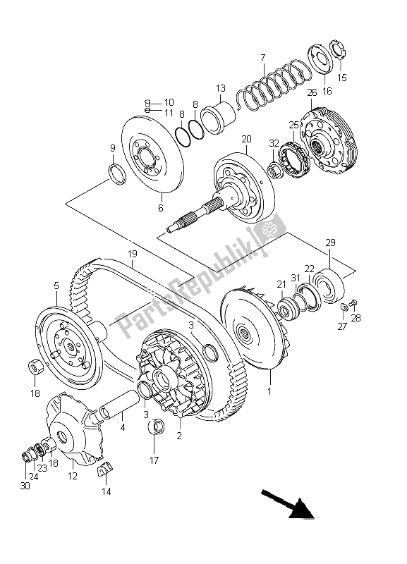 All parts for the Transmission (1) of the Suzuki LT A 400Z Kingquad ASI 4X4 2012