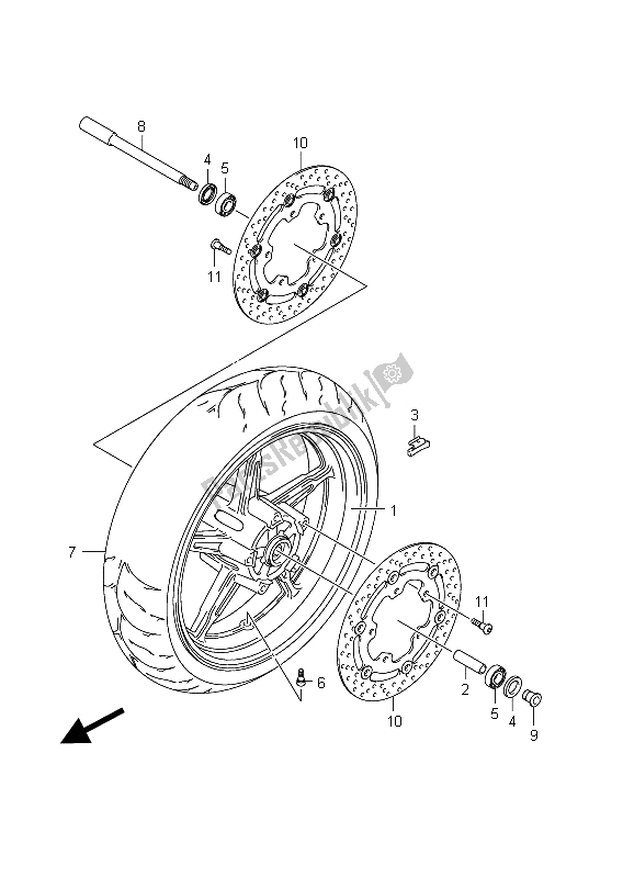 Tutte le parti per il Ruota Anteriore (sfv650u E21) del Suzuki SFV 650A Gladius 2011